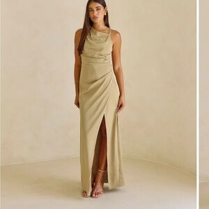 Sabo Skirt Asymmetrical Ruched Maxi Dress